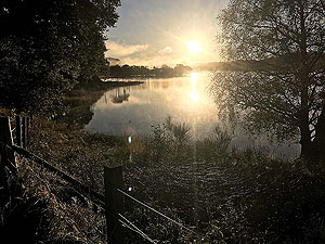 Stob an Lochain. Early dawn with the sun on the loch
