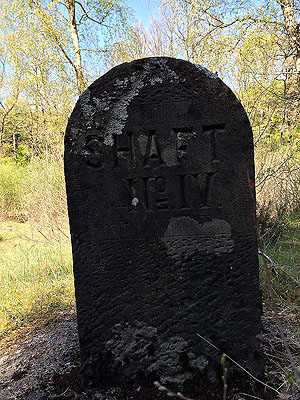 Loch Ard forest. Looks a little like a gravestone, but is actually a marker for one of the vent shafts on the water route.