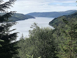 Ardgoil peninsula. Down Loch Long towards the submarine base