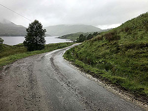 Glen Finglas loop. The glen opens up as you leave the tree lined section of the road