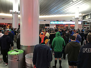 NYC Marathon. Waiting to board the ferry