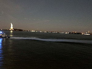 NYC Marathon. On ther ferry with the Statue of Liberty in the background