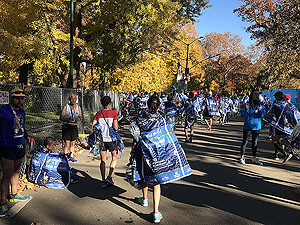 NYC Marathon. And then they wrap you in foil lke a turkey.  This is not the famous poncho and everyone gets the foil wrap.