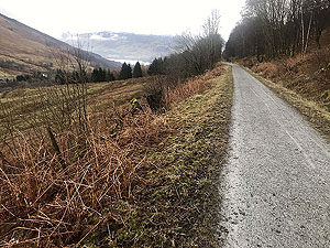Glens Kendrum and Ogle. First sight of the loch in the distance