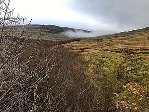 Glens Kendrum and Ogle. Looking back up Gleaan Dubh