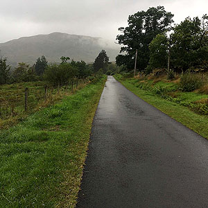 Loch Katrine marathon. An unusual straight bit of the road