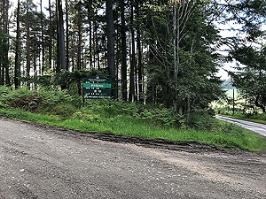 Pitfitchie loop. Signed entrance to car park