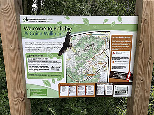 Pitfitchie loop. Car park information sign