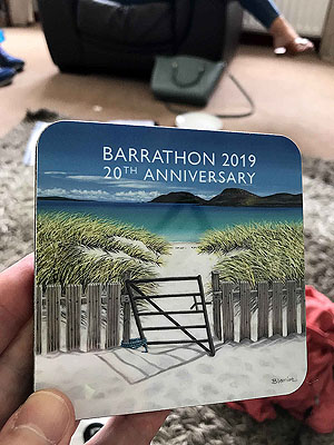 Barrathon. Not really the east coast, but that is where we tookk the picture.  This is the coaster given to finishers.