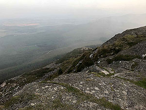 Bennachie. The misty path in the background