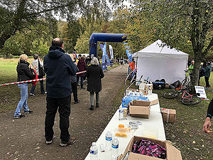 Loch Rannoch Marathon. Runner coming up to the finish line