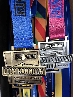 Loch Rannoch Marathon. The marathon medal with the image of Schiehallion on it