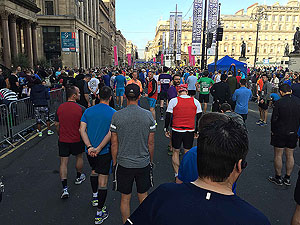Glasgow half marathon. The crowds are gathering