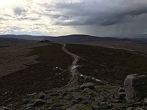 Clachnaben loop. Dark clouds coming our way
