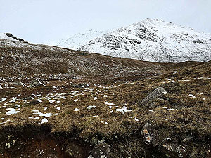 Lochs Voil and Doine. The mountains in the background