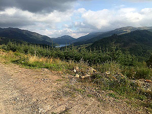 Meall Liath. First sight of the loch in the distance