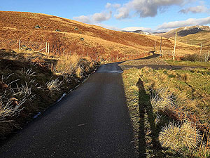 Bracklinn falls loop. Long winter sunshine shadows