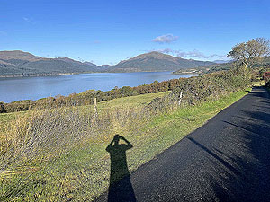 Gallus Running | Roseneath peninsula | A shadow again.  Looking up Loch Long