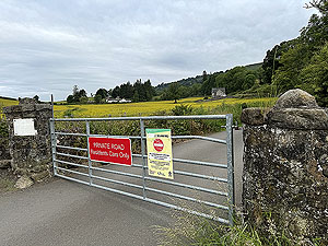 Kilpatrick Braes  : Onto the private road and the start of the climb