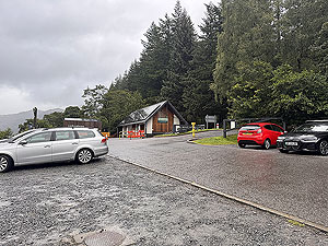 Glen Ample: : Car park with the Cabin in the background
