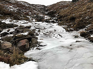 Frozen ford on the Glen Kendrum, Glen Ogle loop