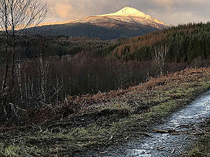 A snow covered Ben Lomond
