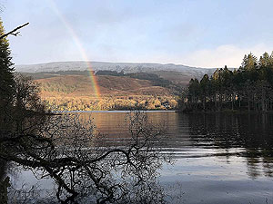 A rainbow over Loch Ard